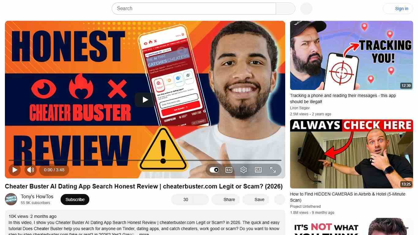 Cheater Buster AI Dating App Search Honest Review | cheaterbuster.com Legit or Scam? (2026) - YouTube